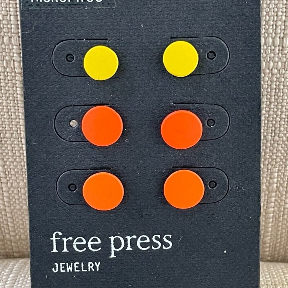 Free Press Jewelry Women Earrings Orange and Yellow Stud Ear Jewelry Set of 3